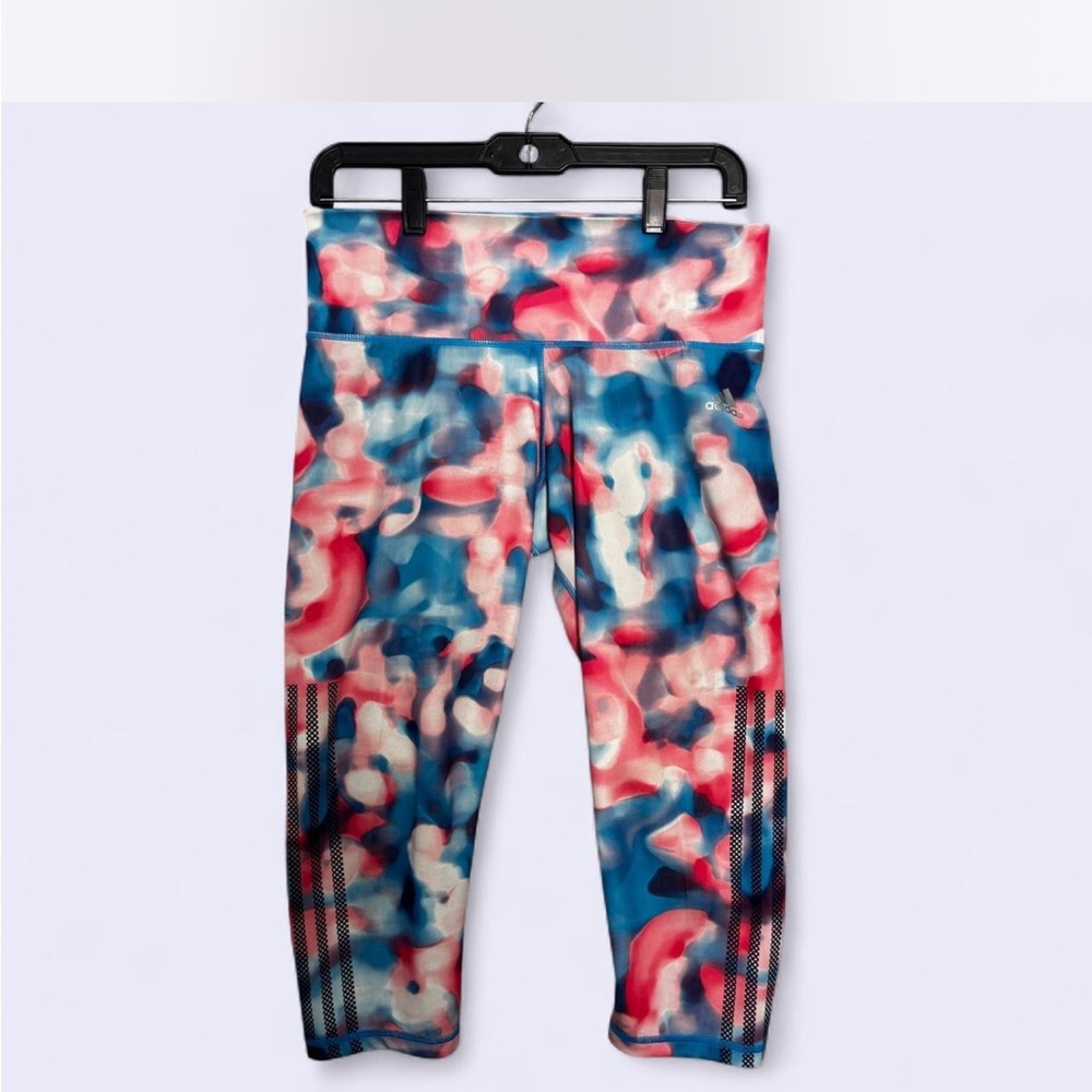 Youth Girls XL Adidas Climalite Watercolor Tie-Dye Capri Leggings Athletic Gym